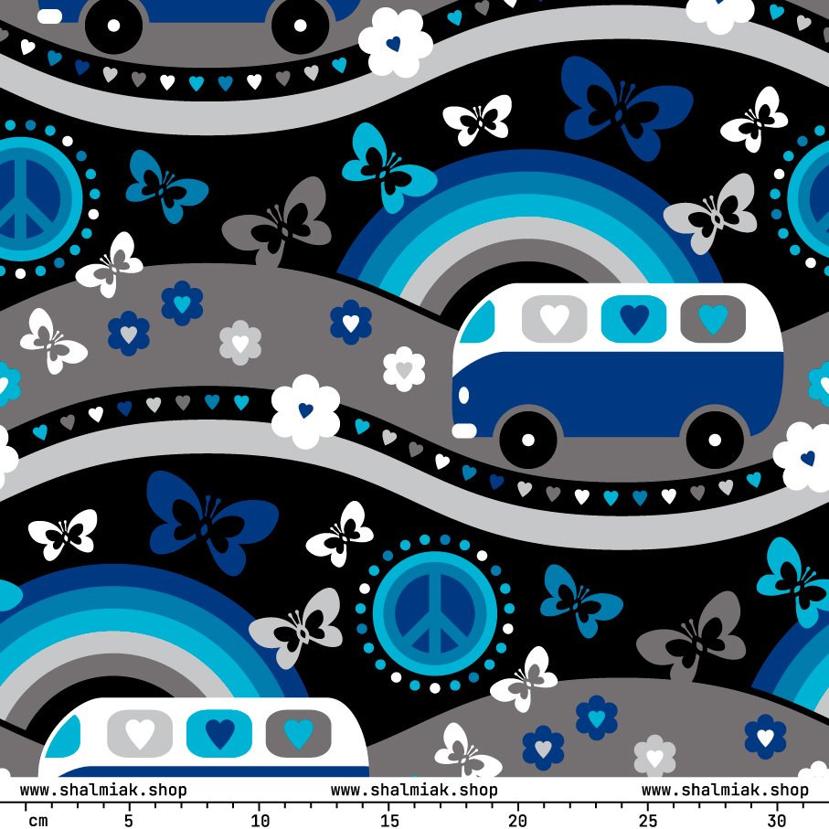 Fabric - HIPPIE DAY cosmic blue