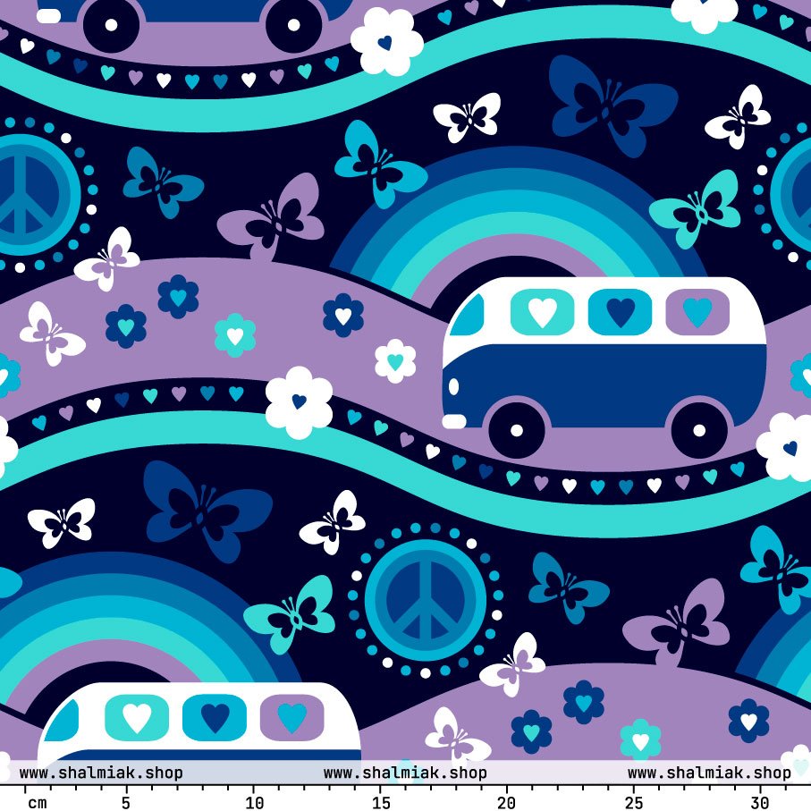 Fabric - HIPPIE DAY magic blue