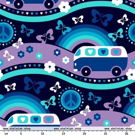 Fabric - HIPPIE DAY magic blue