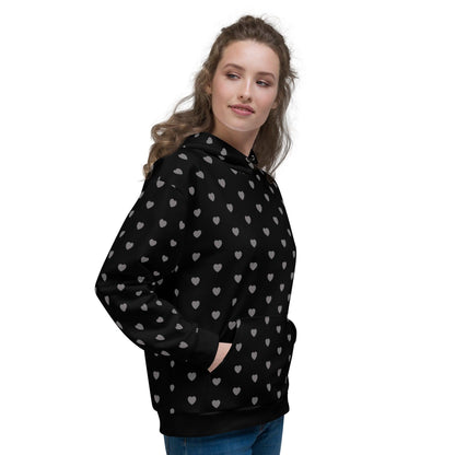 Hoodie - SMALL HEARTS grey - Small hearts print