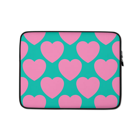 Laptop Sleeve - ELLIE LOVE pink mint - Bold Heart Print
