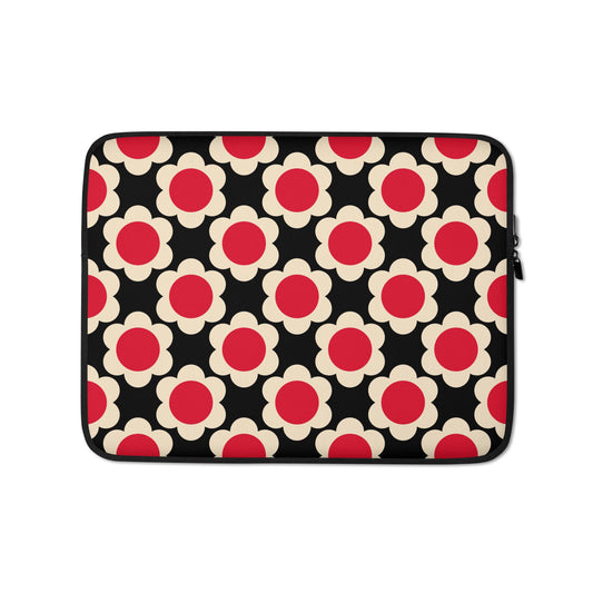 Laptop Sleeve - ELLIE red black - Classic Flower Print