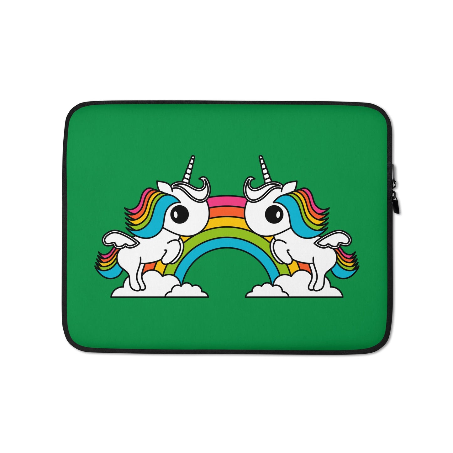 Laptop Sleeve - UNIQUE green - Unicorns and rainbows
