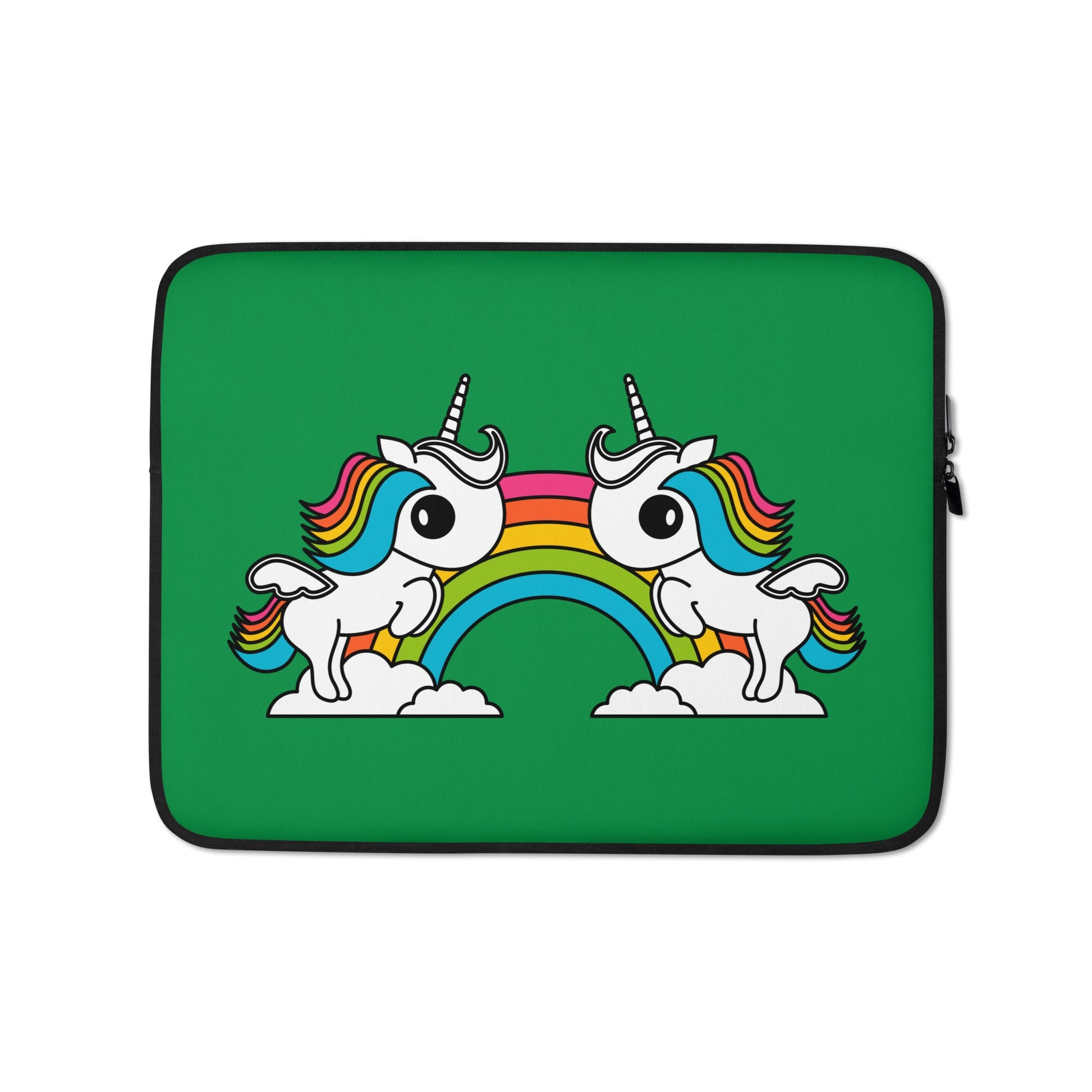 Laptop Sleeve - UNIQUE green - Unicorns and rainbows