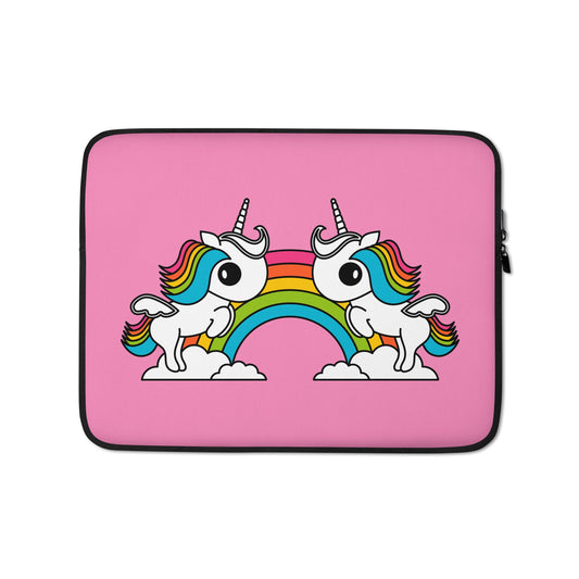 Laptop Sleeve - UNIQUE pink - Unicorns and rainbows