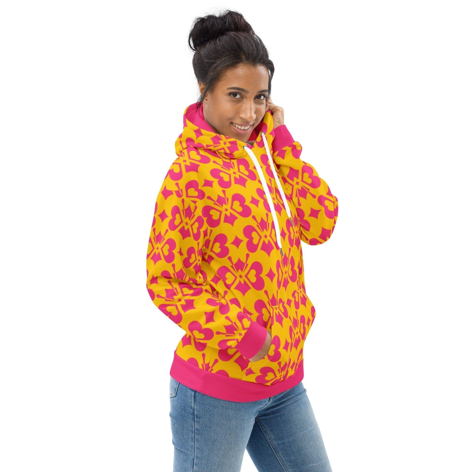 Hoodie - LOVE BUTTERFLY yellow pink