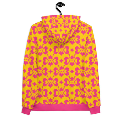 Hoodie - LOVE BUTTERFLY yellow pink - Graphic butterfly print