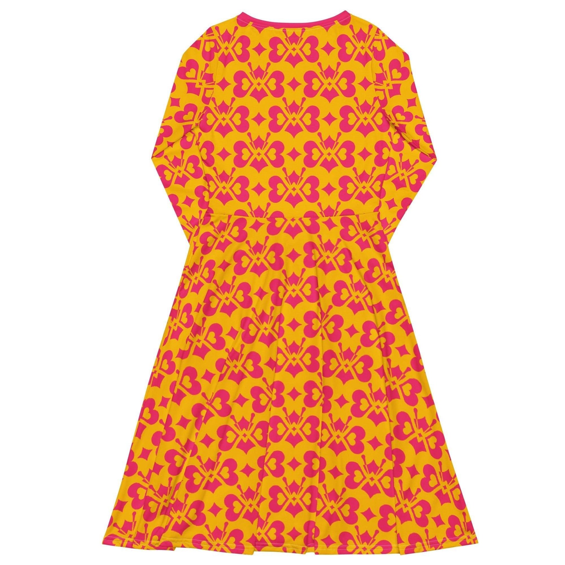 Midi Dress - LOVE BUTTERFLY yellow pink