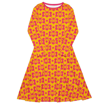 Midi Dress - LOVE BUTTERFLY yellow pink