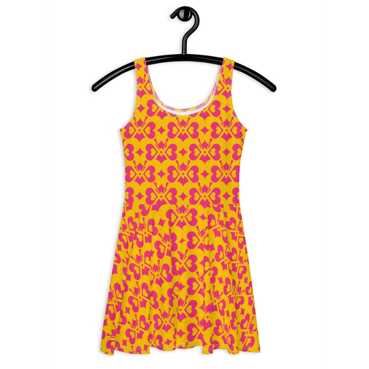 Skater Dress - LOVE BUTTERFLY yellow pink