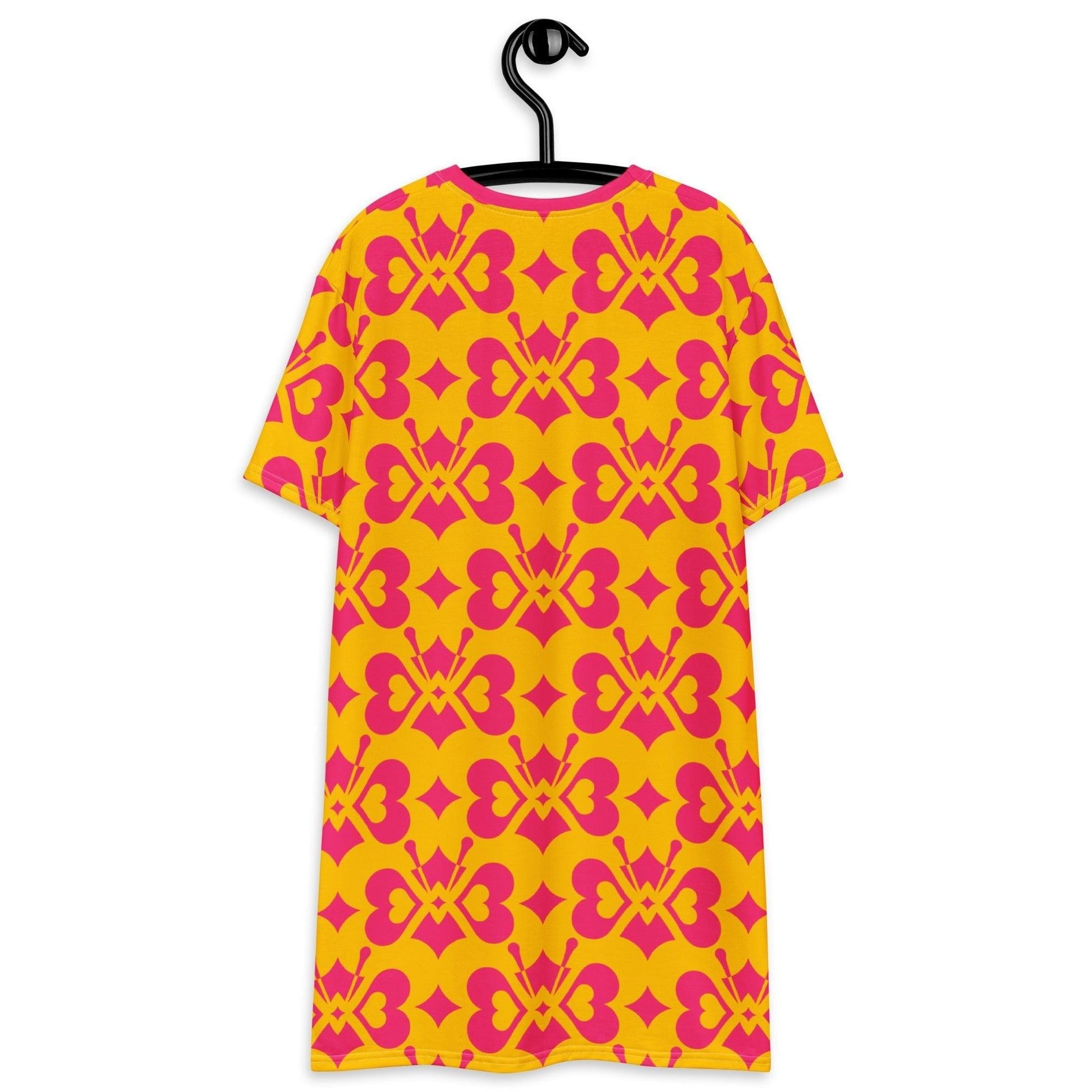 T-shirt dress - LOVE BUTTERFLY yellow pink - Graphic butterfly print