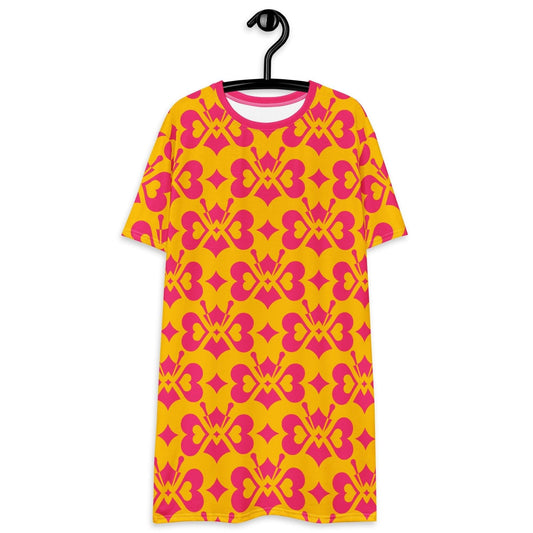 T-Shirt Dress - LOVE BUTTERFLY yellow pink