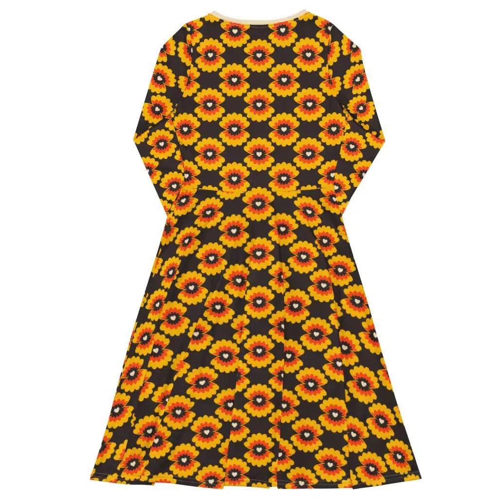Midi Dress - LOVE PEARL orange brown