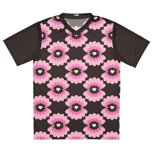 Sports Jersey - LOVE PEARL pink brown - Pearls and hearts print 6XL