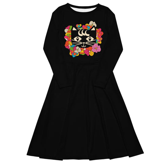 Midi Dress - MAGICAT black (cat)