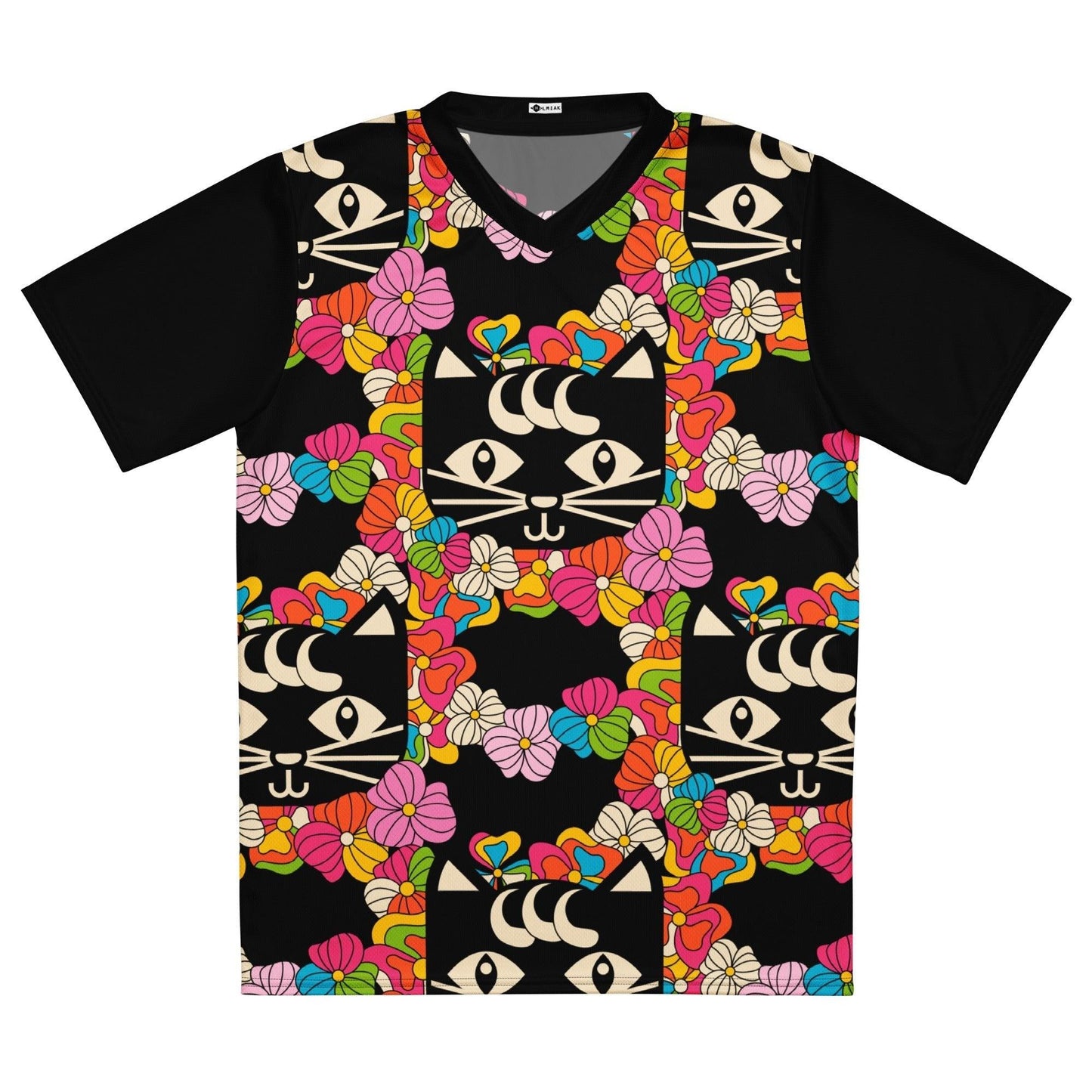 Sports Jersey - MAGICAT black - Black cats and flowers print 6XL