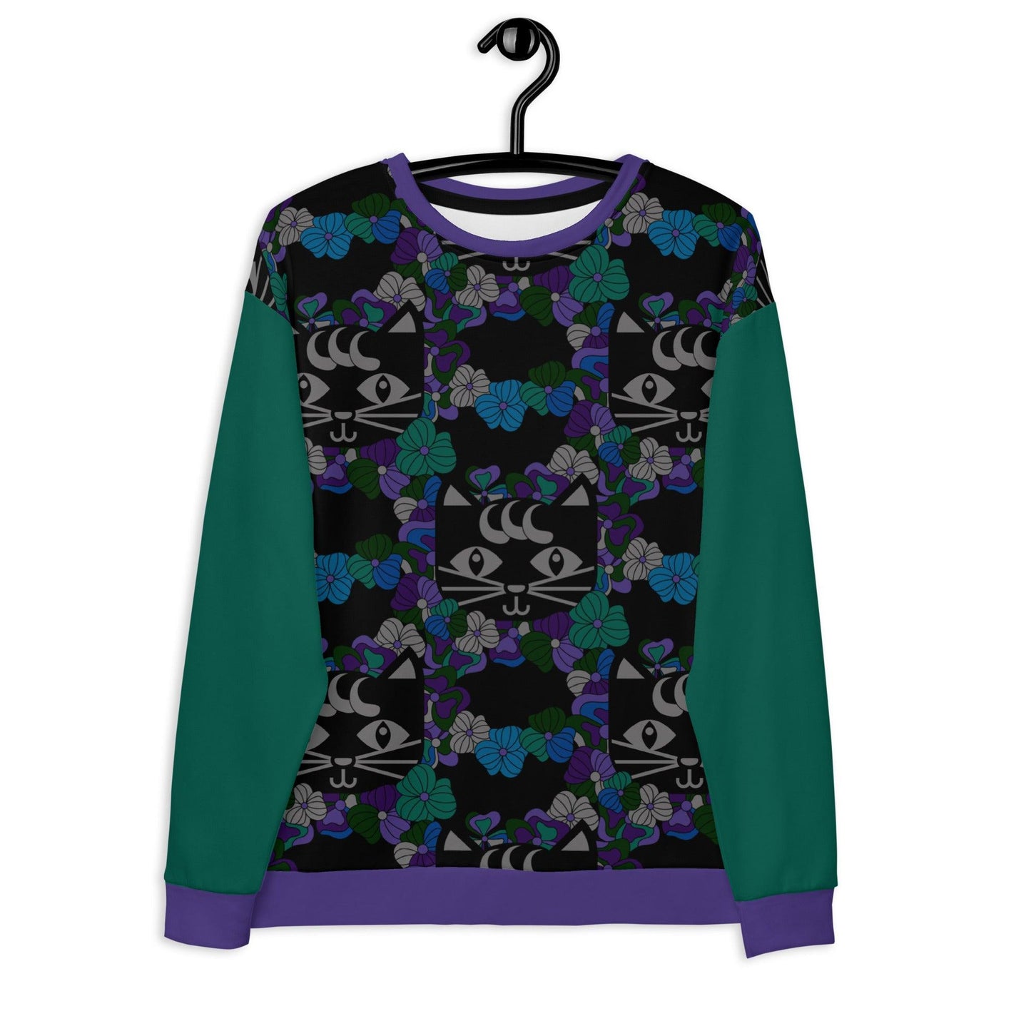 Sweatshirt - MAGICAT mystic - Black cats and flowers print 3XL
