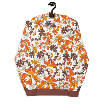 Hoodie - MISS PENNY orange white - Timeless floral print 6XL
