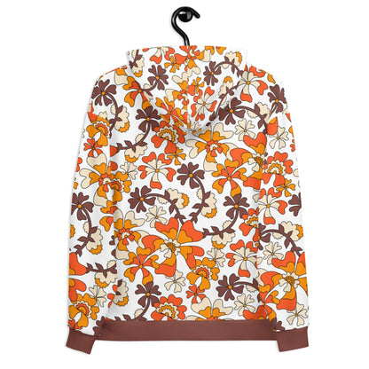 Hoodie - MISS PENNY orange white - Timeless floral print
