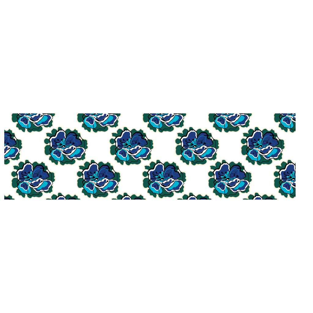 Scarf - POPPY PARADE blue white - Bold poppy print