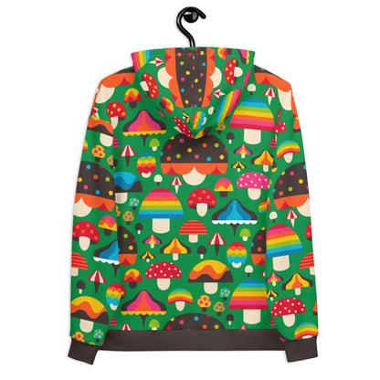 Hoodie - MUSHROOM MANIA green - Colorful mushroom print