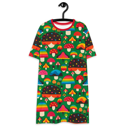 T-Shirt Dress - MUSHROOM MANIA green