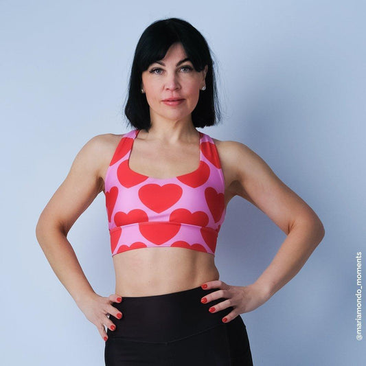 Sports bra - ELLIE LOVE red - Bold heart print