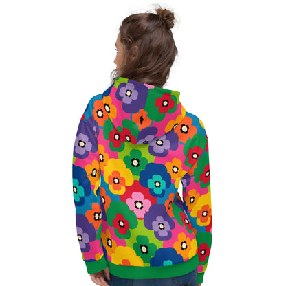 Hoodie - PANSY FAB color - Colorful pansy flower print