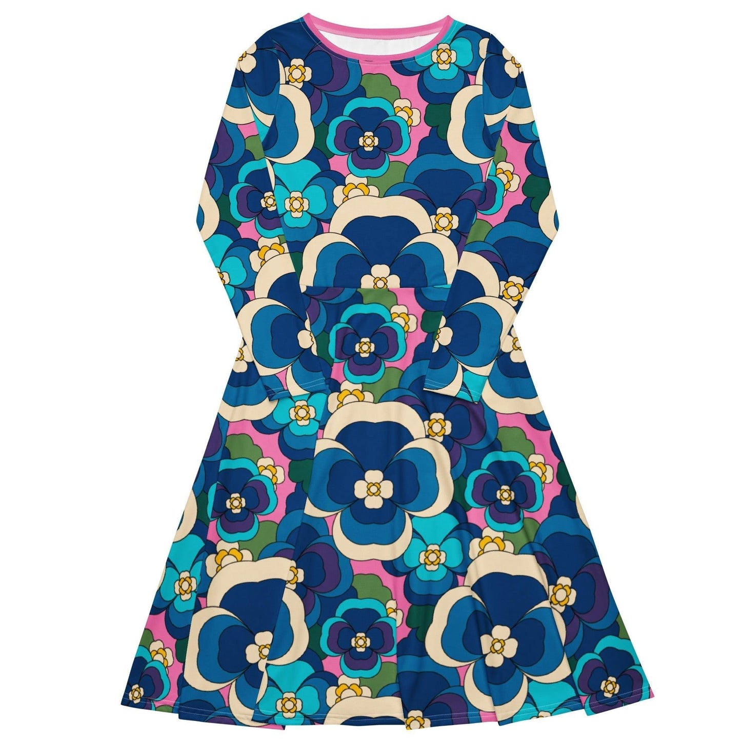 Midi Dress - PANSY FANTASY blue pink