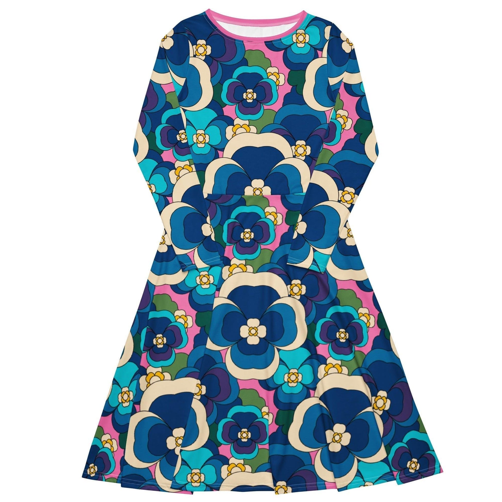 Midi Dress - PANSY FANTASY blue pink