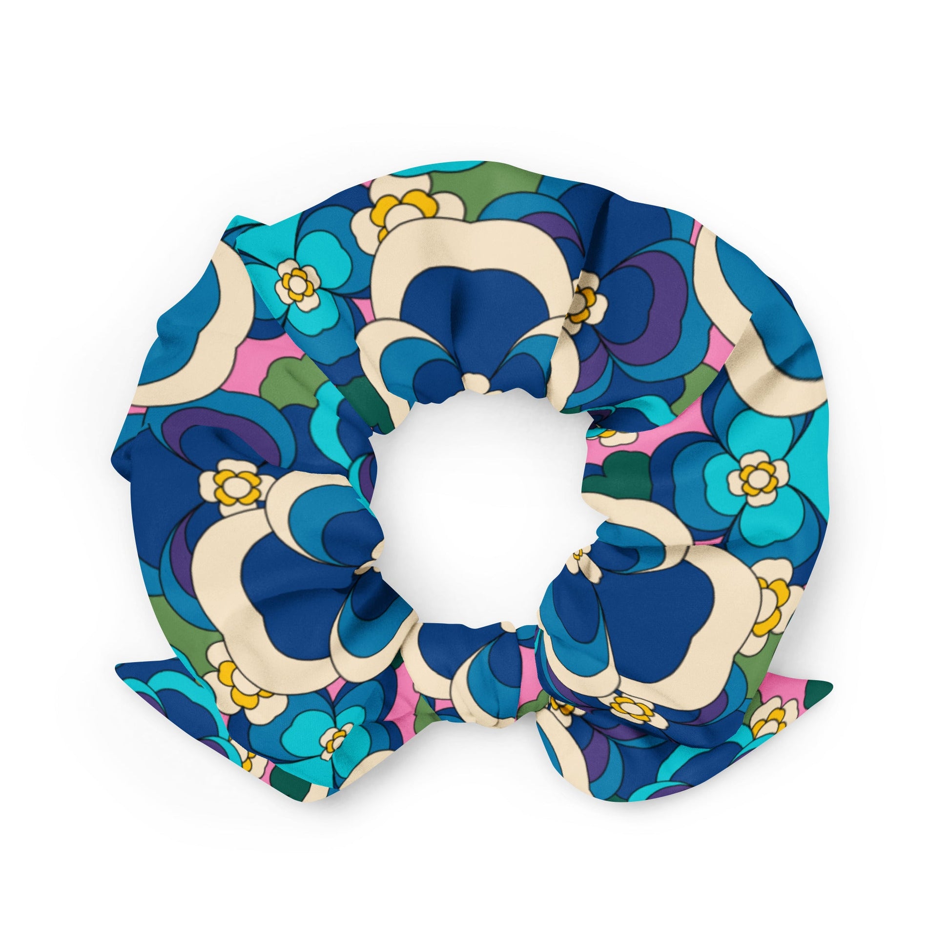 Scrunchie - PANSY FANTASY blue pink