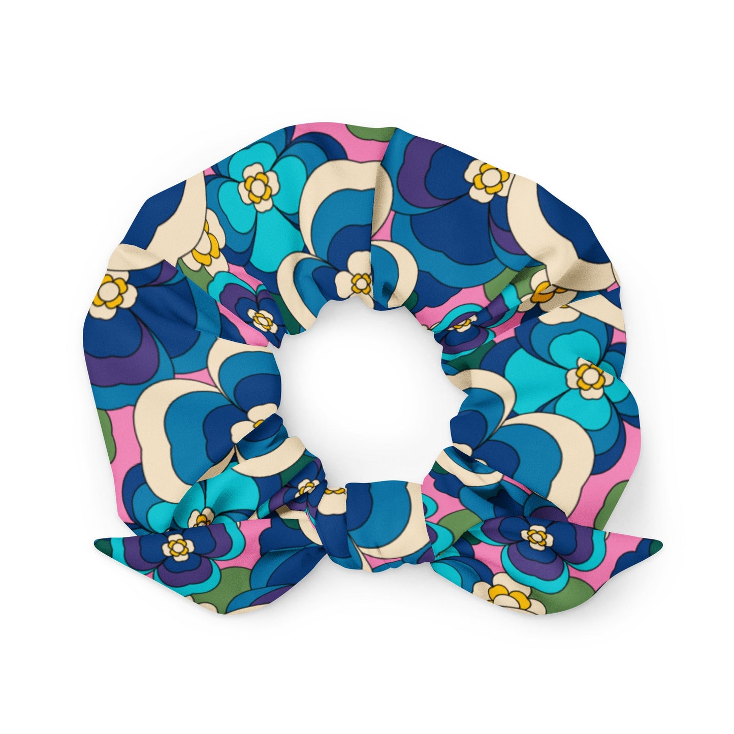 Scrunchie - PANSY FANTASY blue pink
