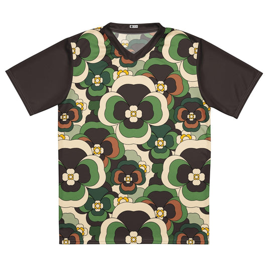 Sports Jersey - PANSY FANTASY green - Retro pansy print 6XL