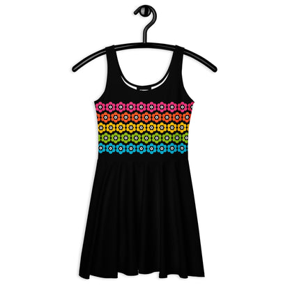 Skater Dress - PEACOCK BLOOM rainbow