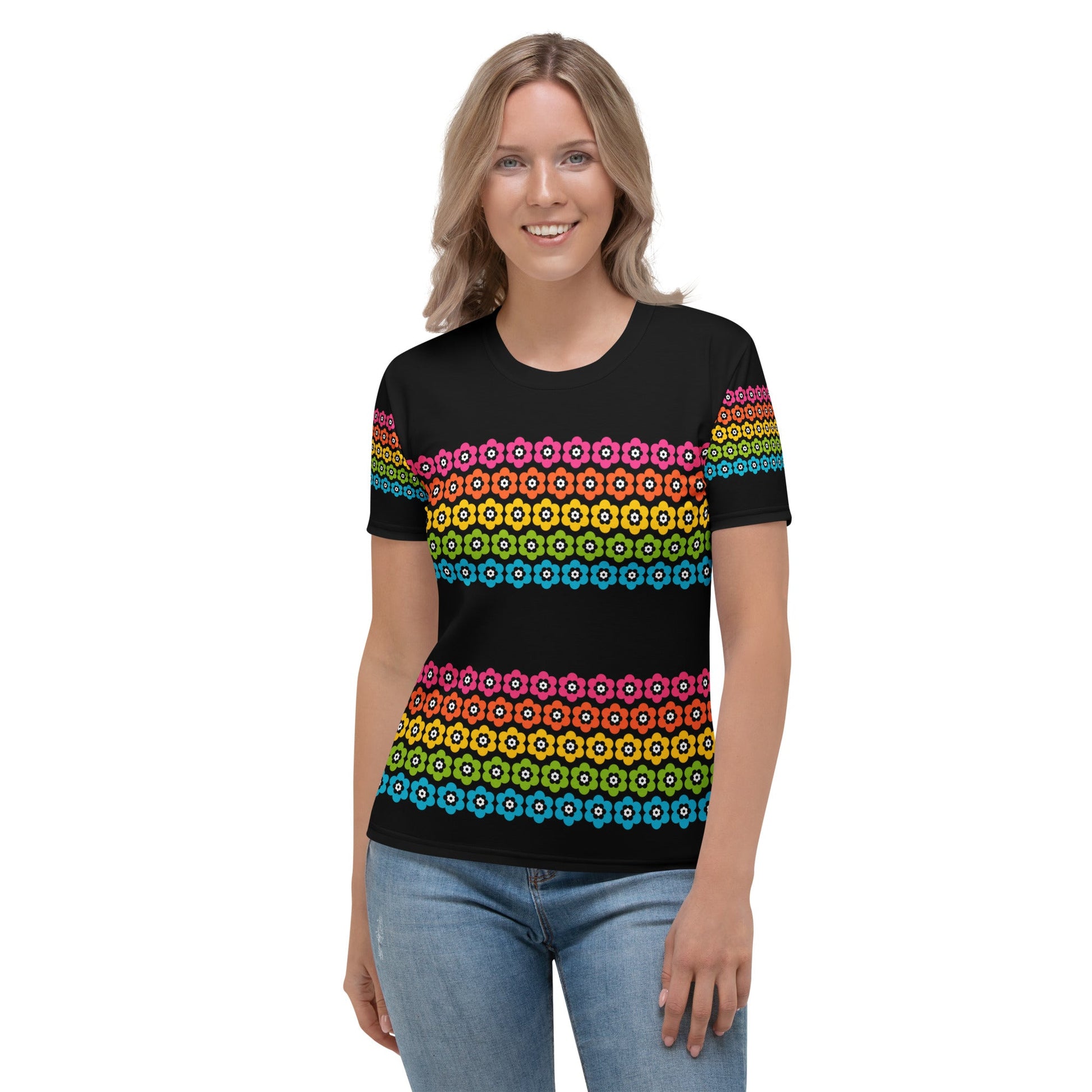 Woman's T-Shirt - PEACOCK BLOOM rainbow