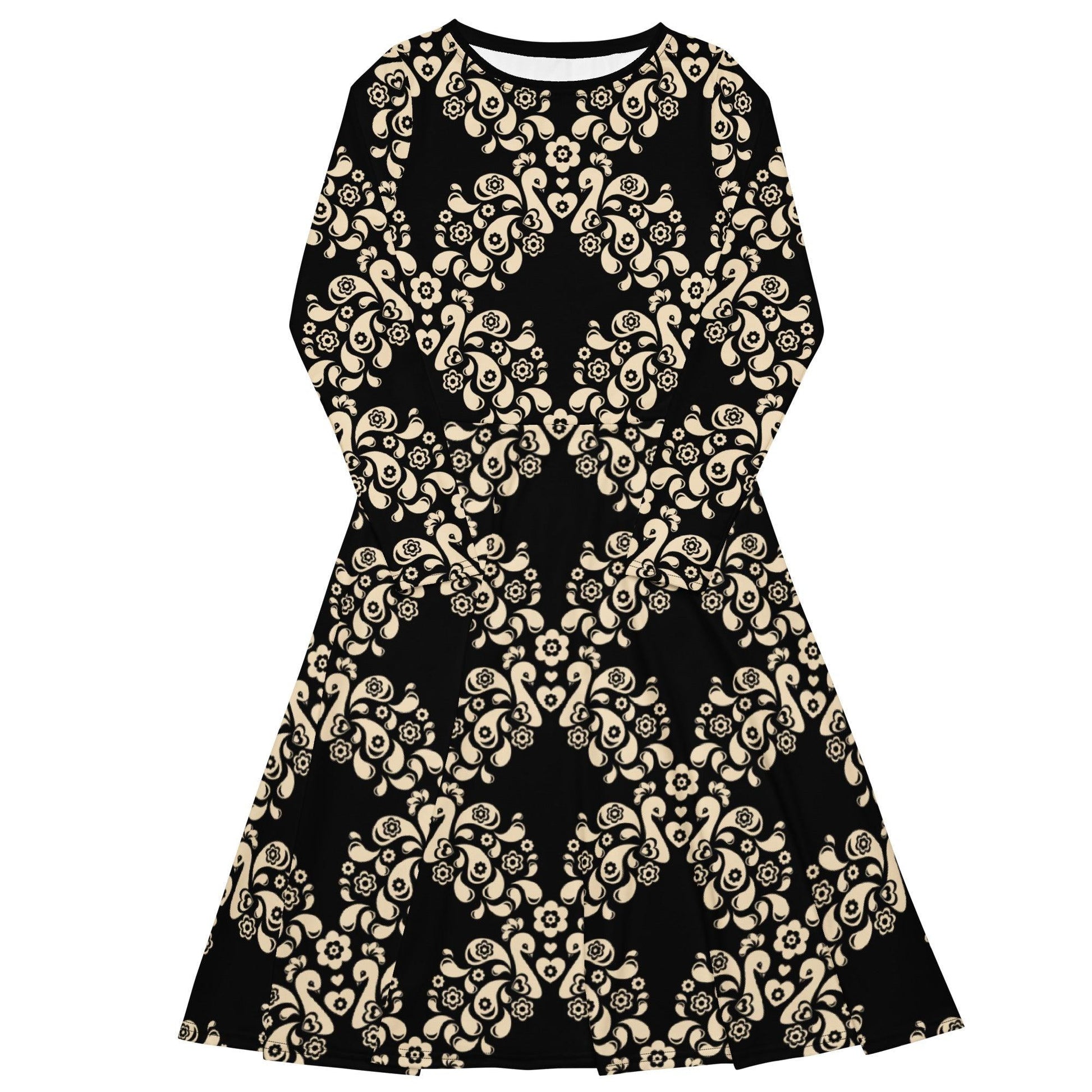 Midi Dress - PEACOCK LOVE black