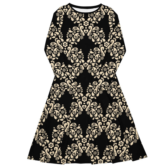 Midi Dress - PEACOCK LOVE black