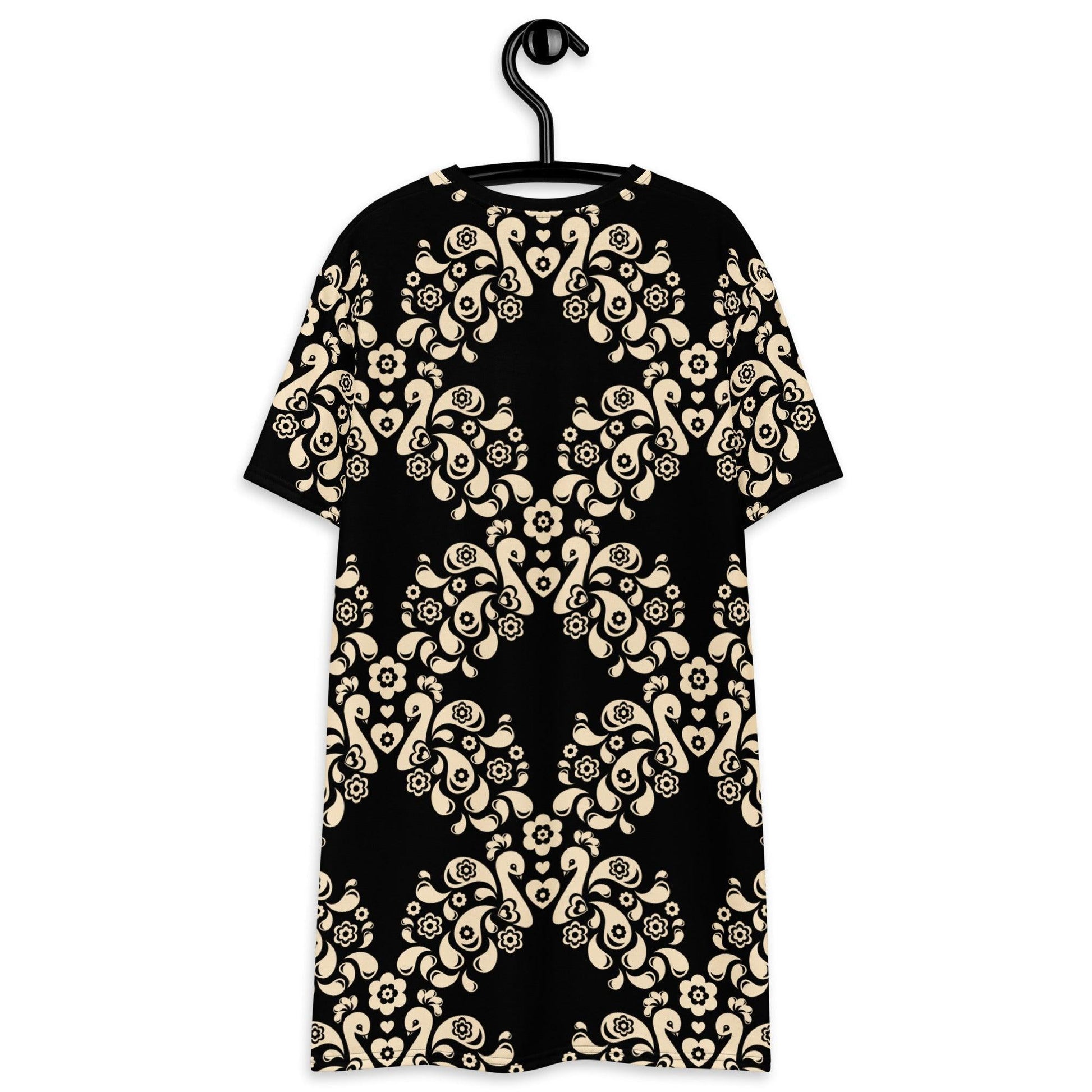 T-Shirt Dress - PEACOCK LOVE black