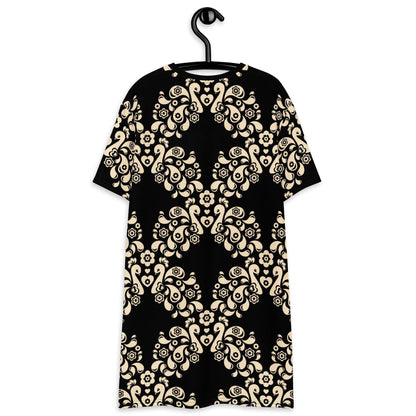 T-Shirt Dress - PEACOCK LOVE black