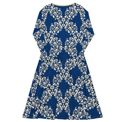 Midi Dress - PEACOCK LOVE blue