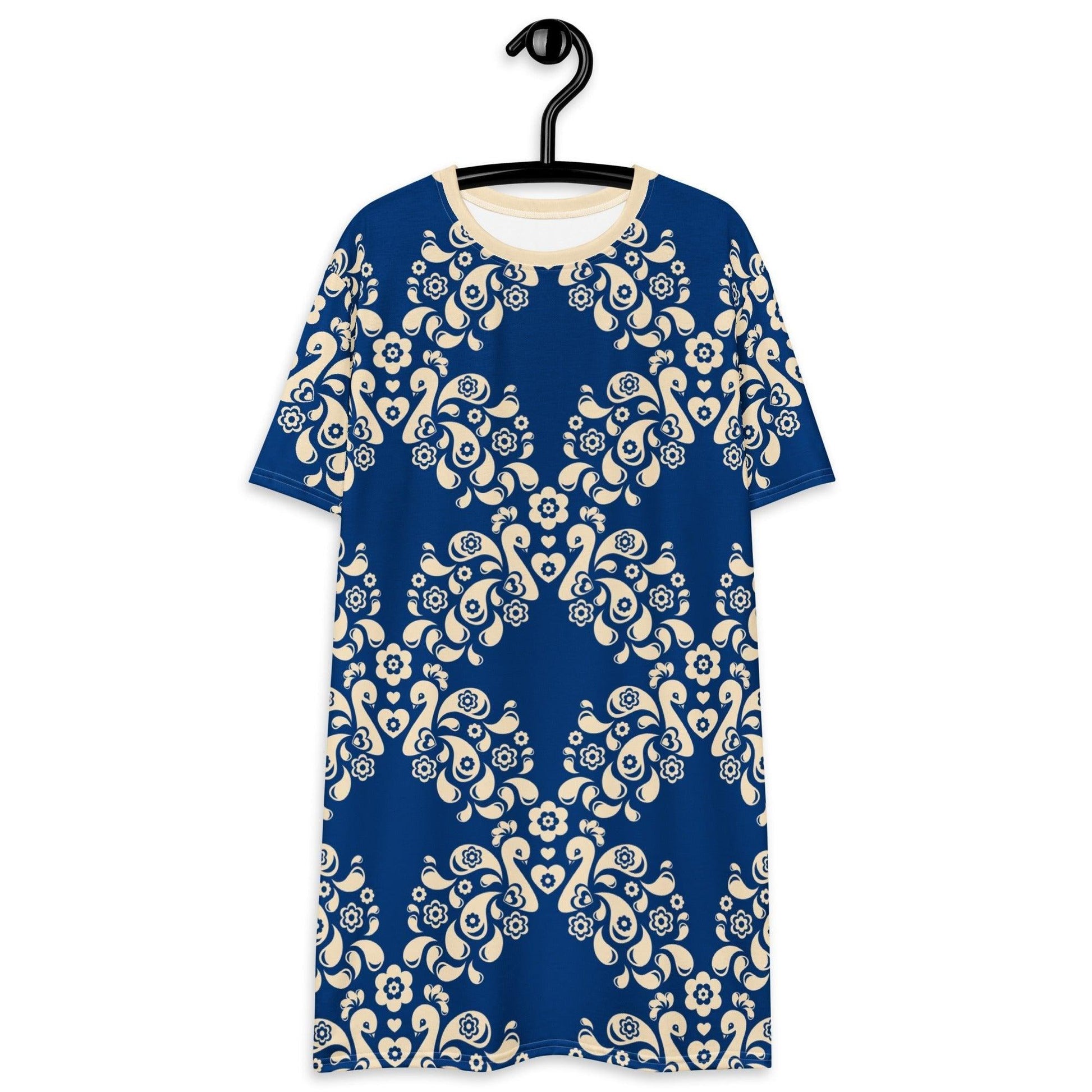 T-Shirt Dress - PEACOCK LOVE blue