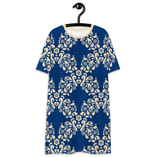 T-Shirt Dress - PEACOCK LOVE blue