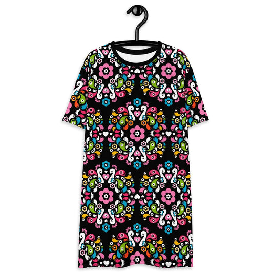 T-Shirt Dress - PEACOCK LOVE happy