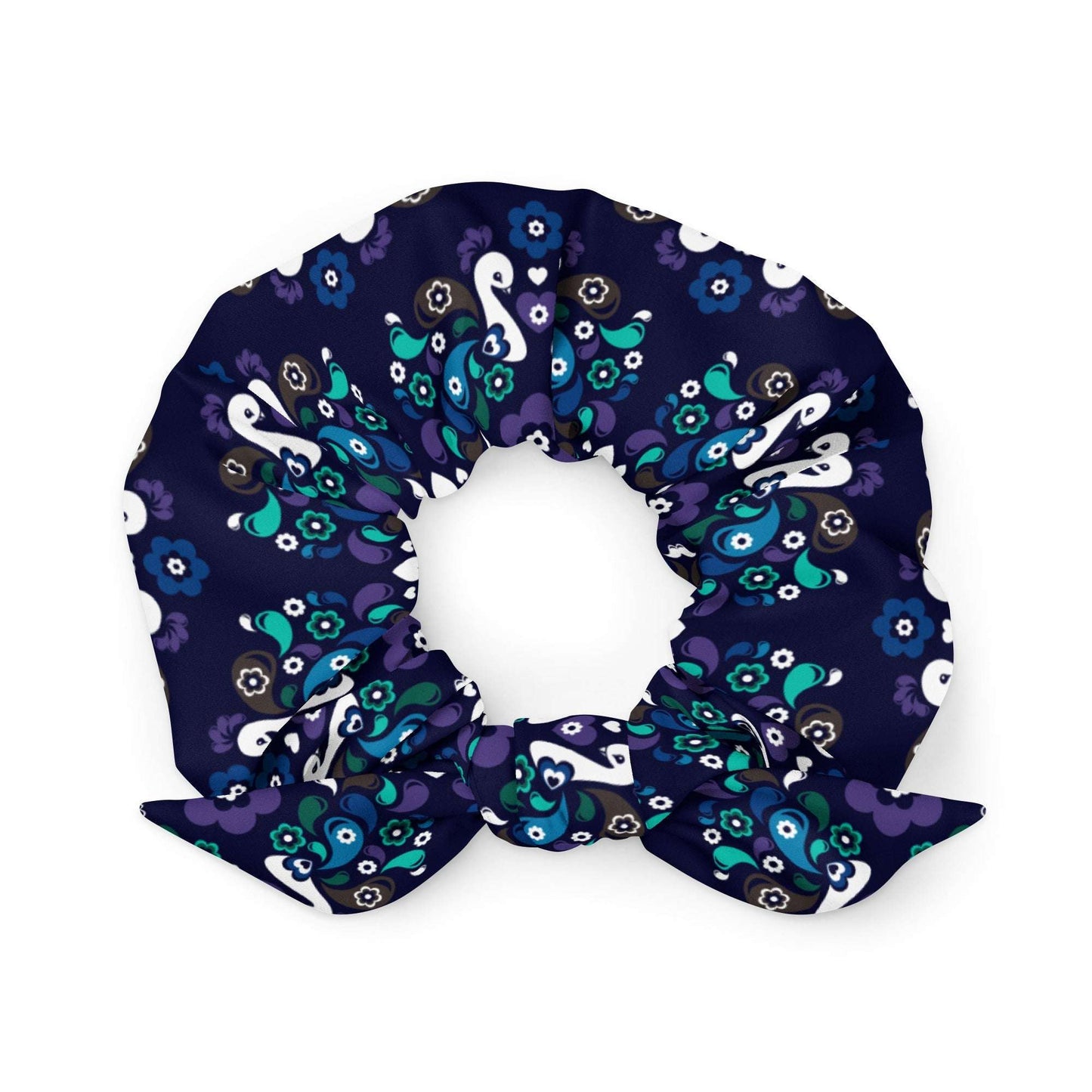 Scrunchie - PEACOCK LOVE mystic blue