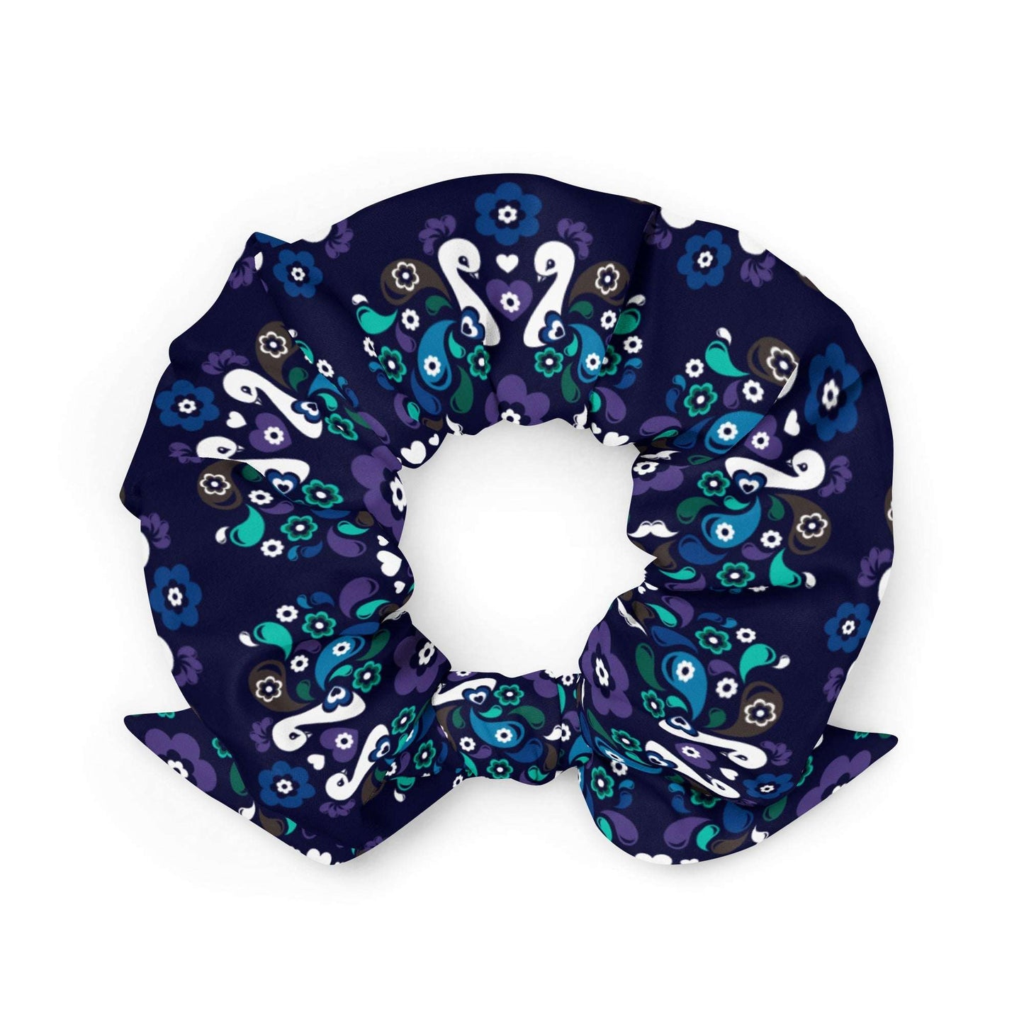 Scrunchie - PEACOCK LOVE mystic blue
