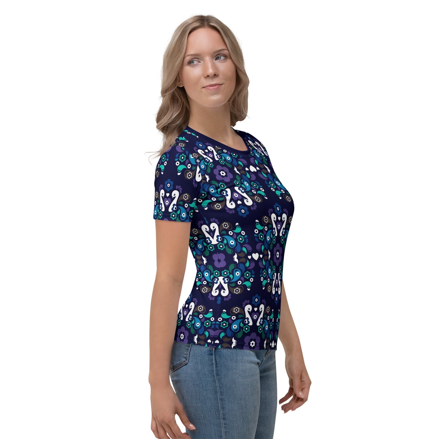 PEACOCK LOVE mystic blue - Woman’s T-Shirt - Glorious peacock print