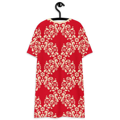 T-Shirt Dress - PEACOCK LOVE red