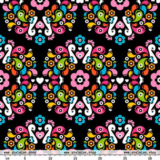 Fabric - PEACOCK LOVE happy