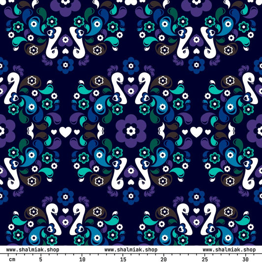 Fabric - PEACOCK LOVE mystic blue