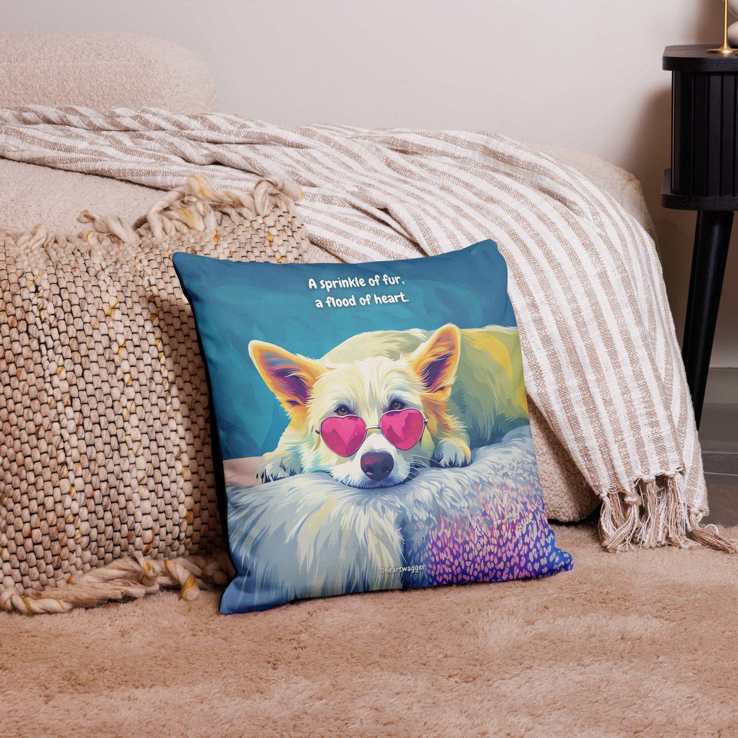 Pillow Case - A sprinkle of fur, a flood of heart 18″×18″